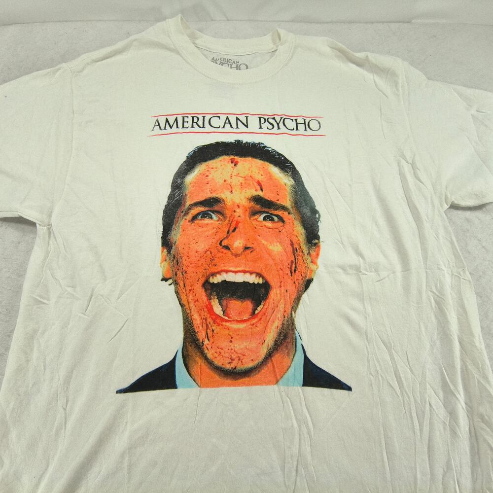 American Psycho Movie Crew Neck Short Sleeve T Shirt Mens Size Large L White